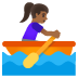 woman rowing boat, medium-dark skin tone